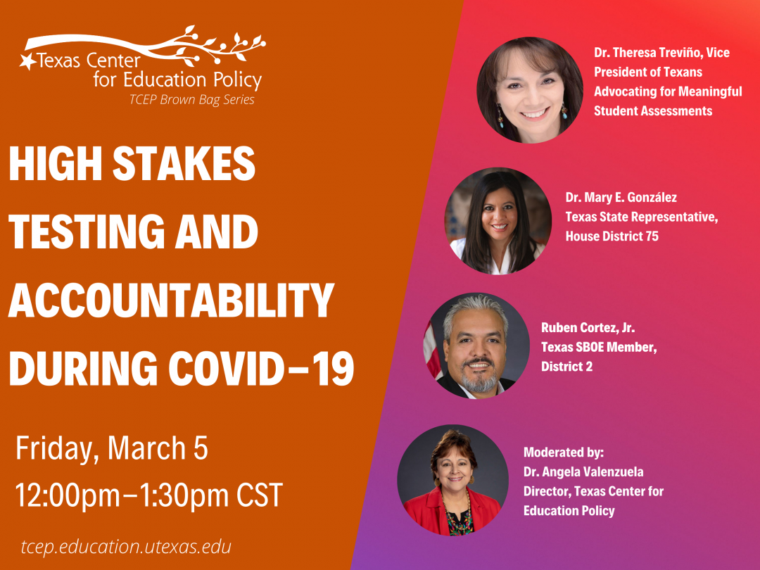 High Stakes Testing and Accountability During Covid-19 Promo Image, Info provided in post